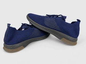 Navy Knit Sneakers pair side view