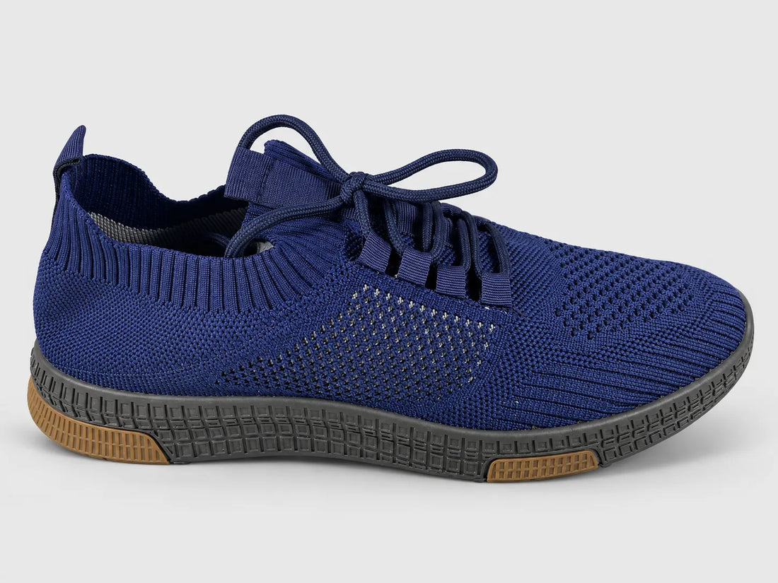 Navy Knit Sneakers side profile